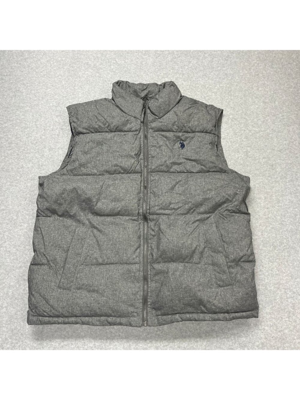 U.S. Polo Assn. Men's Puffer Vest Gray XXL Full Zip Quilted Sleeveless Preppy